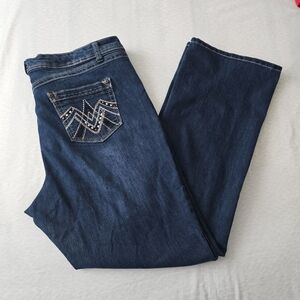 MXM Dark Blue Boot Cut Jeans Studded Back Pocket Plus Size 18